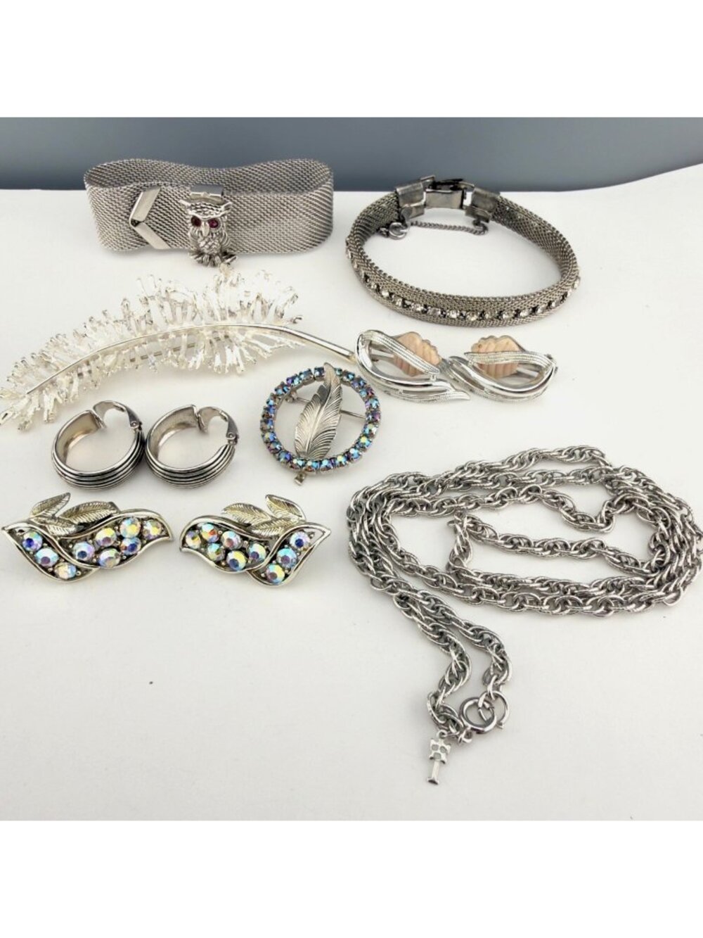 Vintage Jewelry Lot Trifari Coro LH Segal Sarah Cov Silver Tone Leaf Autumn